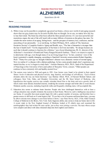 Reading Practice Test: Alzheimer's Brain Health