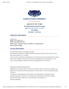 Florida Atlantic University ACG 6137 Syllabus - Fall 2026