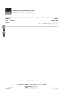 Cambridge Secondary 1 English Non-fiction Exam Paper