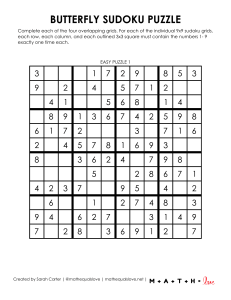 Butterfly Sudoku Puzzle: Easy to Challenging Worksheets