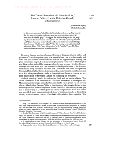 The Three Dimensions of a Complete Life Sermon by MLK