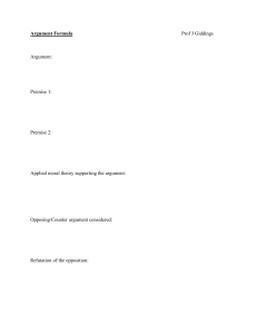 Argument Formula Template by Prof J Giddings