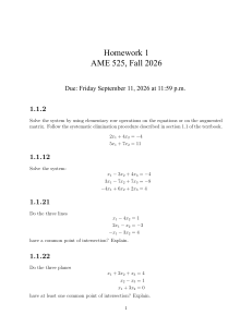 AME 525 Homework 1 Fall 2026 Linear Algebra Problems