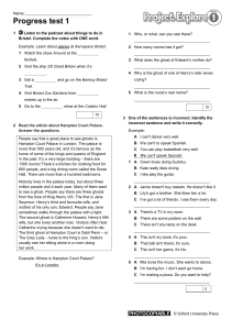 Progress Test 1: English Listening & Reading Exercises
