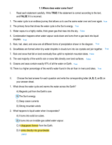 Water Cycle Quiz: True/False and Multiple Choice Questions