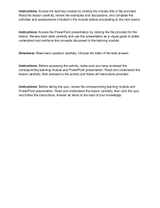 Learning Module Instructions: Access, Review, and Complete Activities