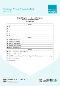 Cambridge Primary Stage 3 ESL Listening Test Answer Key