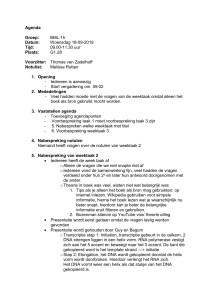Agenda tutorvergadering BML-1h: Moleculaire Biologie