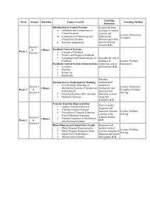Control Systems Course Syllabus: Topics & Learning Outcomes