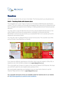 Edexcel GCSE Business Unit 8 Teaching Guide