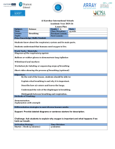 Grade 6 Science Lesson Plan: Breathing & Respiratory System