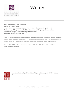Body Ritual among the Nacirema: Anthropological Analysis