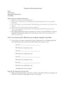 Negotiation Planning Template