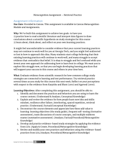 Metacognition Assignment: Retrieval Practice