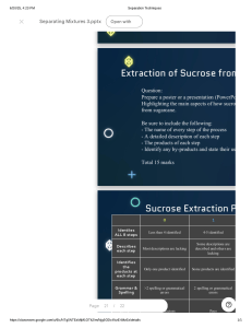 Sucrose Extraction from Sugarcane: Separation Techniques Project