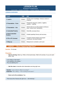 Present Continuous Lesson Plan for A1/A2 Level