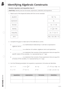 Zestaw ćwiczeń: Identyfikowanie Konstrukcji Algebraicznych