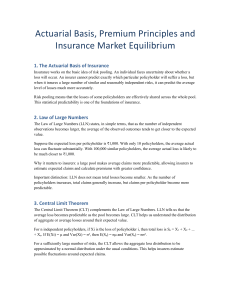 Actuarial Basis, Premium Principles & Insurance Market Equilibrium