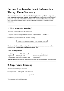 Machine Learning Exam Summary: Introduction & Key Concepts