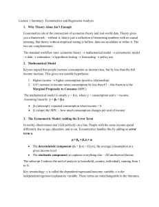 Lecture 1 Summary: Econometrics & Regression Analysis