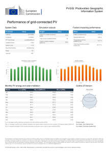 PVGIS PV System Performance Data: 1 kWp Crystalline Silicon