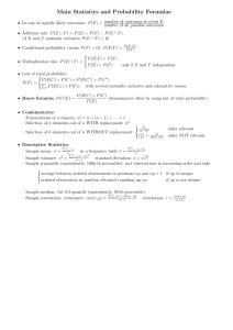Statistics and Probability Formulae Reference