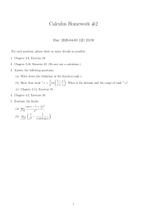 Calculus Homework #2: Exercises & Limits