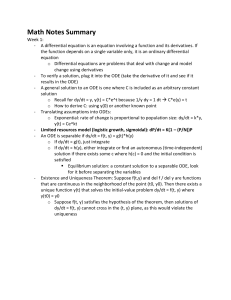 Math Notes Summary: Differential Equations Week 1