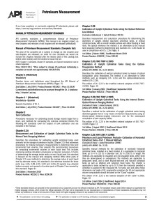 API Petroleum Measurement Standards Manual