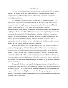 Corporate Law Career Essay: AI's Impact & Skills Needed