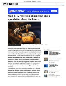 Wall-E: Hope and Future Speculation - Wired Article