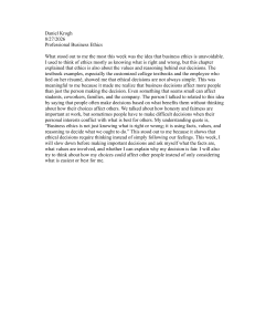 Reflection on Business Ethics