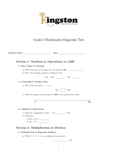 Grade 3 Math Diagnostic Test
