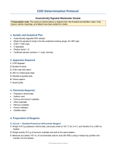 COD Determination Protocol for Wastewater Analysis