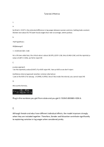 Tutorial 2 Metrics: Statistical Analysis of Wages