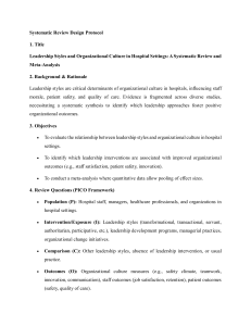 Leadership Styles & Organizational Culture in Hospitals: Systematic Review Protocol