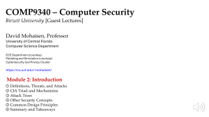 COMP9340 Computer Security Lecture: Module 2 Intro