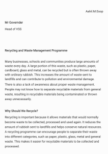 Recycling and Waste Management Programme