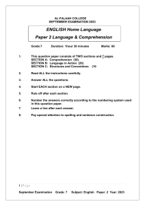 Grade 7 English Exam Paper 2