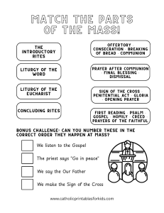 Match the Parts of the Mass Worksheet