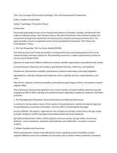 Core Concepts of Personality Psychology: Trait and Psychodynamic Perspectives