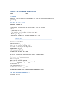 Python Lab: Variables & Math in Action Worksheet