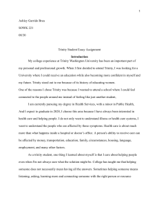 Trinity Student Essay on Social Work & Health Services