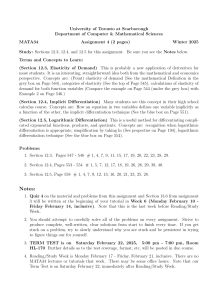University of Toronto MATA34 Assignment 4 Winter 2025