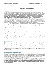 Intercultural Business Communication Exam: Reflections on Collectives and Knowledge