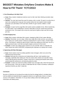 OnlyFans Creator Mistakes & Fixes Guide