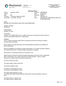 Left Knee MRI Radiology Report: Findings & Impression