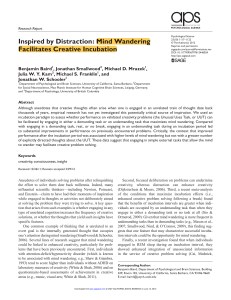 Mind Wandering and Creative Incubation: Research Report