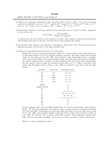CH1030 Week 1 Chemistry Lecture Review