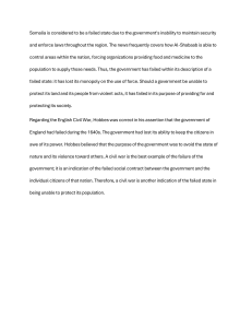 Failed States & Political Philosophy: Journal Entry Analysis